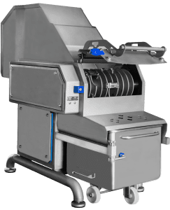 a semi-automatic machine for cutting frozen blocks of meat into flakes
